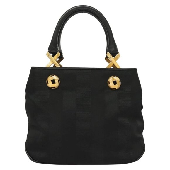 Salvatore Ferragamo Hand Bag Nylon Black Gold Auth 130948 - Picture 1 of 15